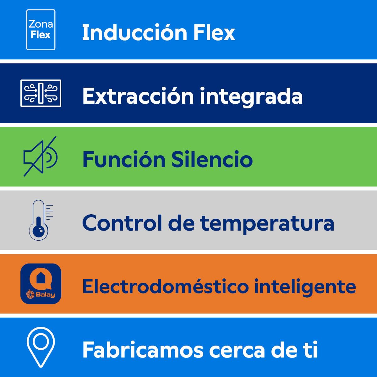Balay, Placa de Inducción con Extractor Integrado, 80 cm, negro, 3EBC989LH | 2 Zonas, Flex Inducción, 11 niveles, Zona de 28 cm, Posibilidad de recirculación.