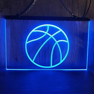 KRHINO Letrero de neón LED con forma de baloncesto, luces de neón 3D personalizadas USB for dormitorio for decoración de arte de pared de habitación, luces nocturnas, verde, 30x20 cm Letrero de colore