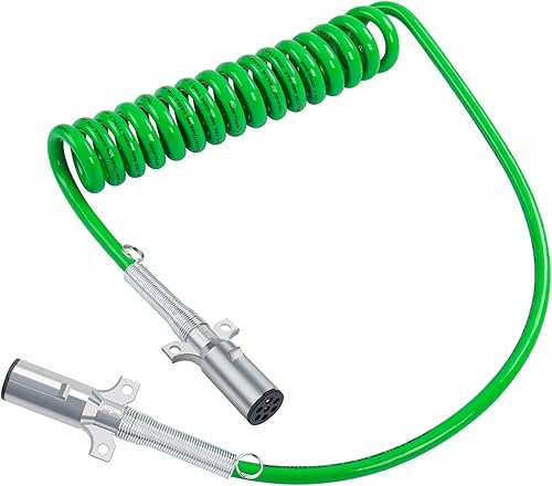Miniatura 7 de CheeMuii Cable de remolque en espiral de 7 vías, 15 pies, cola larga, ABS, cable de alimentación eléctrica, freno de aire, cable eléctrico en
