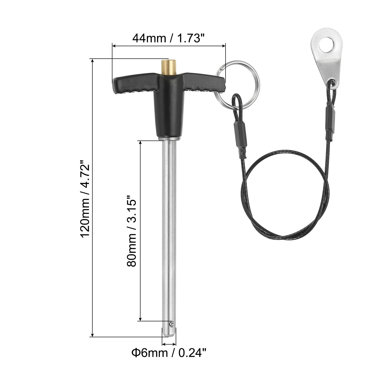 PATIKIL T Handle Lock Pins 1/4 x 3.15" (6 x 80mm) - Image 2