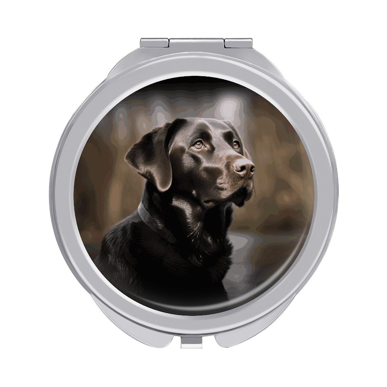 Fekiloot Style Labrador Retriever Travel Makeup Mirror Handheld Compact Mirror Portable Pocket Mirror Double-Sided 1X/2X Magnifying For Handbag And Purses