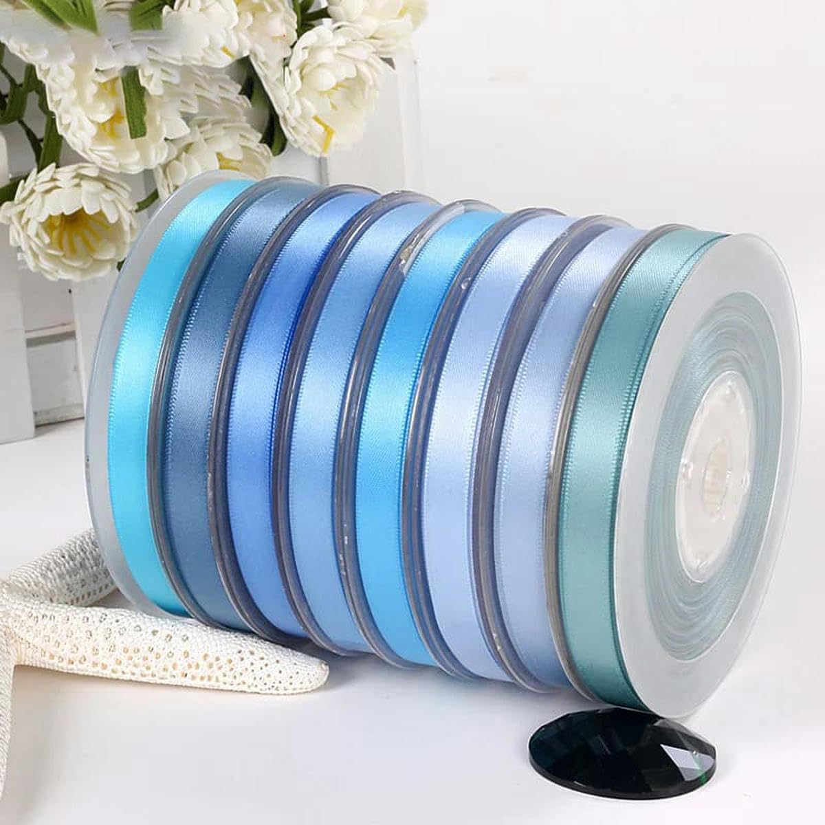 25 28 32 38 mm 100 Yards/Los Einseitiges Satinband Lila für Party-Hochzeitsdekoration Handgemachte Rosenblumen Basteln -lris 447-28mm