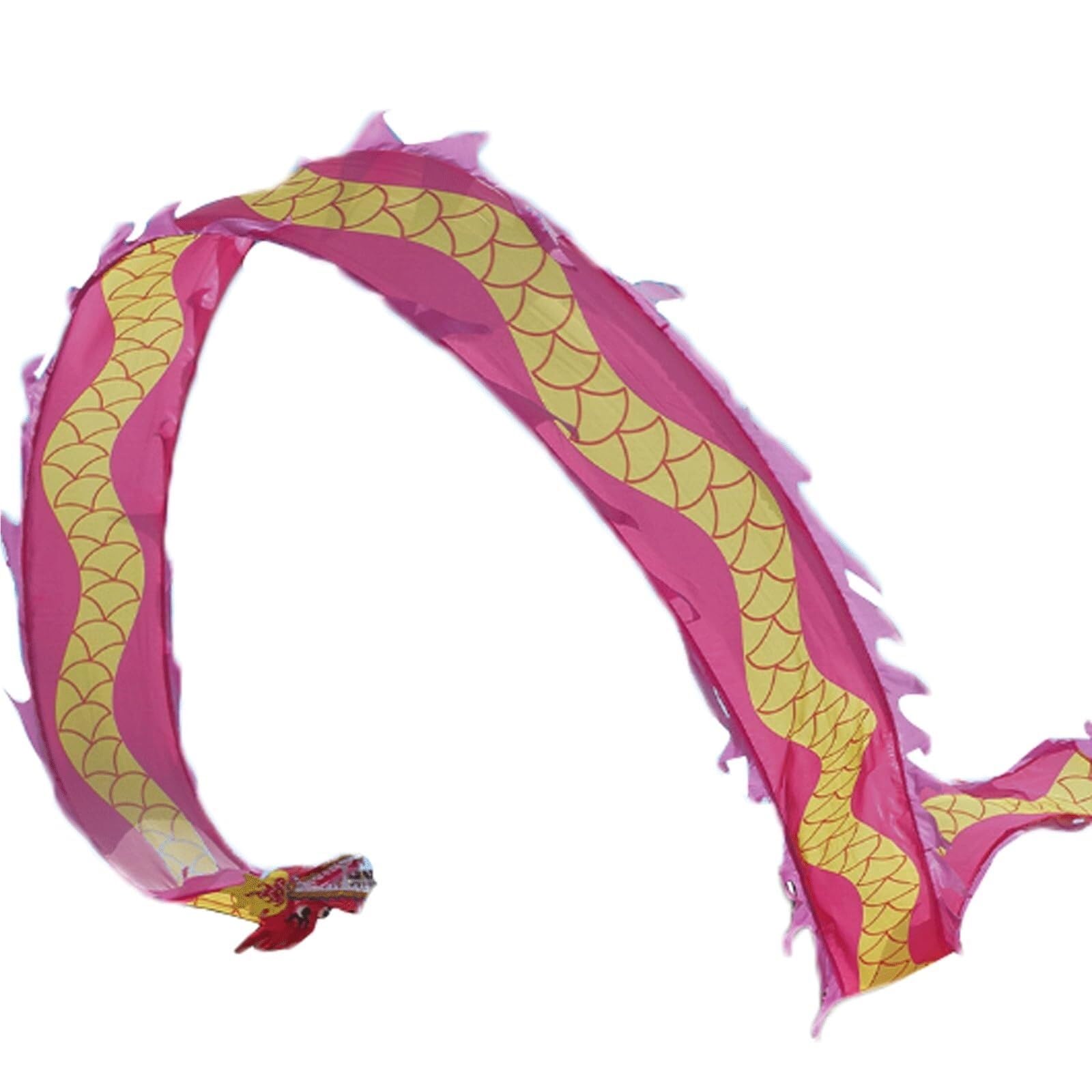BJfhRH Outdoor Sports Traditional Dragon Ribbon Juggling Play Dance Streamer Head With Rope Exercise Festival Celebration(Pink)
