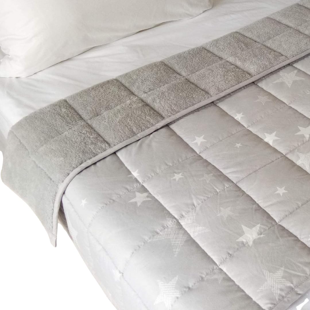 Dreamscene Star Teddy Fleece Weighted Blanket, Soft Fluffy Quilted Throw, Silver Grey, 100 x 150cm - 3kg (Disclaimer:Only suitable for age 3+years)