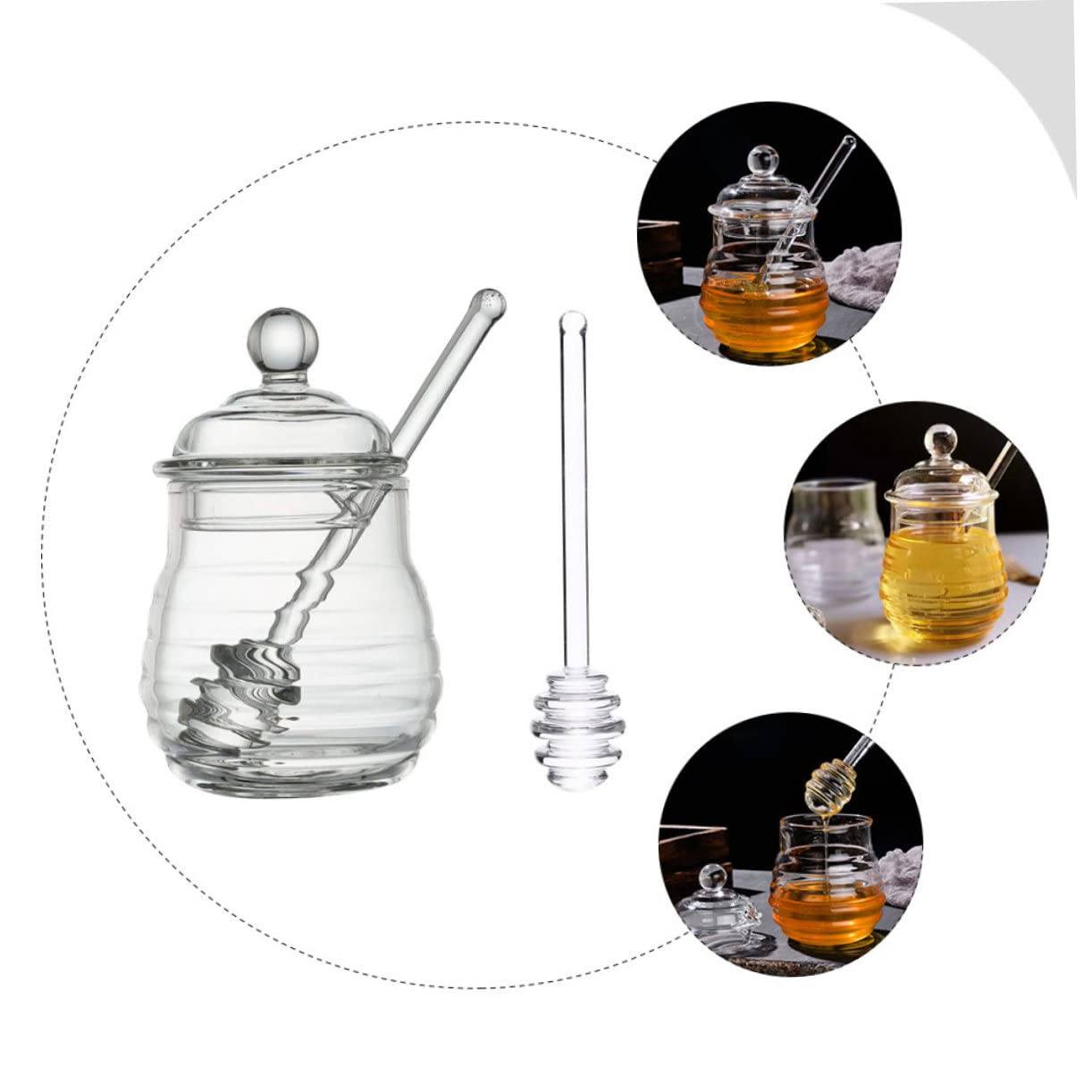 PRETYZOOM 1 Set Honey Pot Honey Jars Glass Honey Dispenser Glass Honey Jar Lidded Honey Container Shop Honey Jar Kitchen Storage Supplies Home Honey Container Transparent Honey Jar