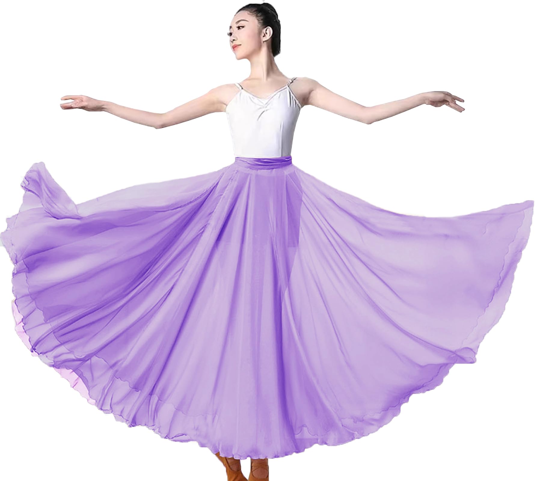 ORIDOOR 720 35" Long Women's Fairy Lyrical Dance Skirt Gradient Color Swing Skirt Ballet Modren Dance Costumes, B-violets, One Size