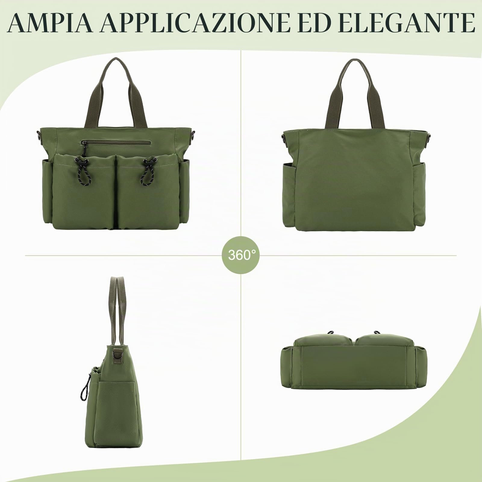 VX VONXURY Tote Bag Donna Grande Borsa a Tracolla da Lavoro con Multiple Tasche Crossbody Shopping Bag Messenger per Università Scuola Viaggio Bagno