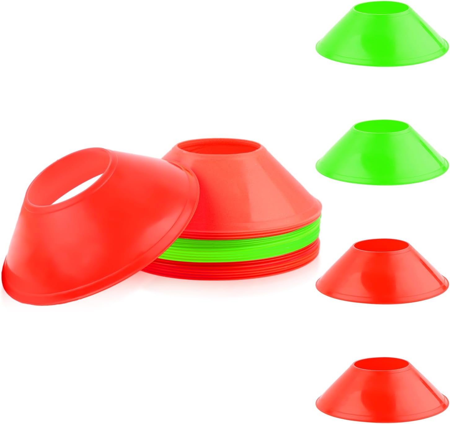 20pcs Soccer Cones for Sports Training, Football Cones Flexible Sports Agility Cones Training Cones for Basketball Football Running Drills Sports Games Field Cone Markers Kids (Red & Green)
