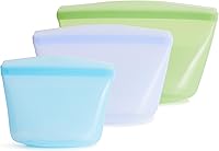 Vista 1 de Bolsas de almacenamiento de alimentos reutilizables de silicona premium Stasher, paquete de 3 unidades, multiusos, bolsas de almacenamiento