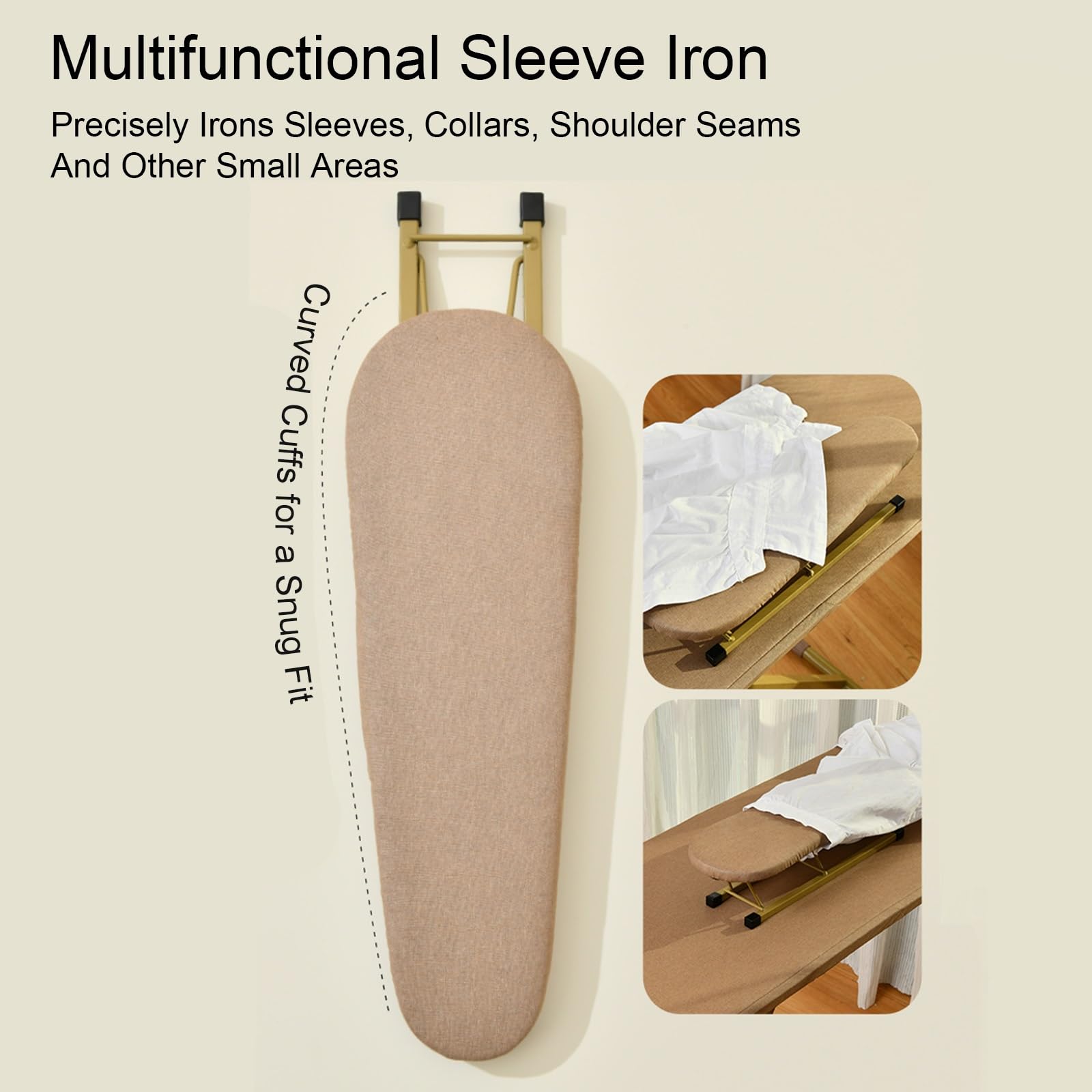 Tabla de Planchar de 7 Alturas Ajustable con Soporte para Plancha, Mesa Planchar Plegable con Soporte para Mangas, Ironing Board de Pie para Hogar y Lavadero(Brown)