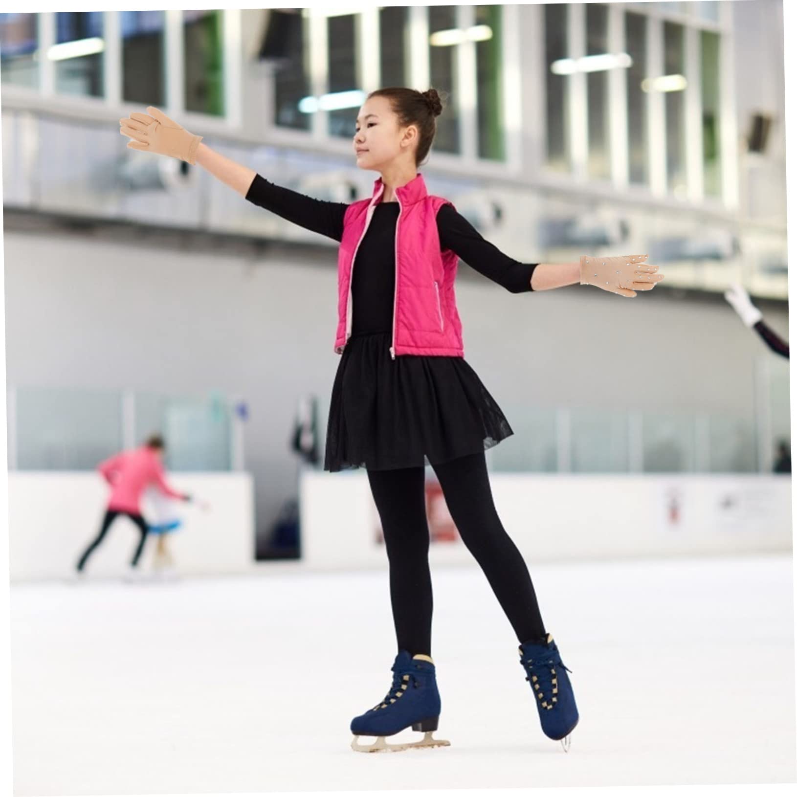 Sosoport 3pairs Elegant Rhinestone Figure Skating Performance Gloves Breathable Thermal -Skid Design for Dance Weddings and Special Occasions Stylish Skating Gloves for Women