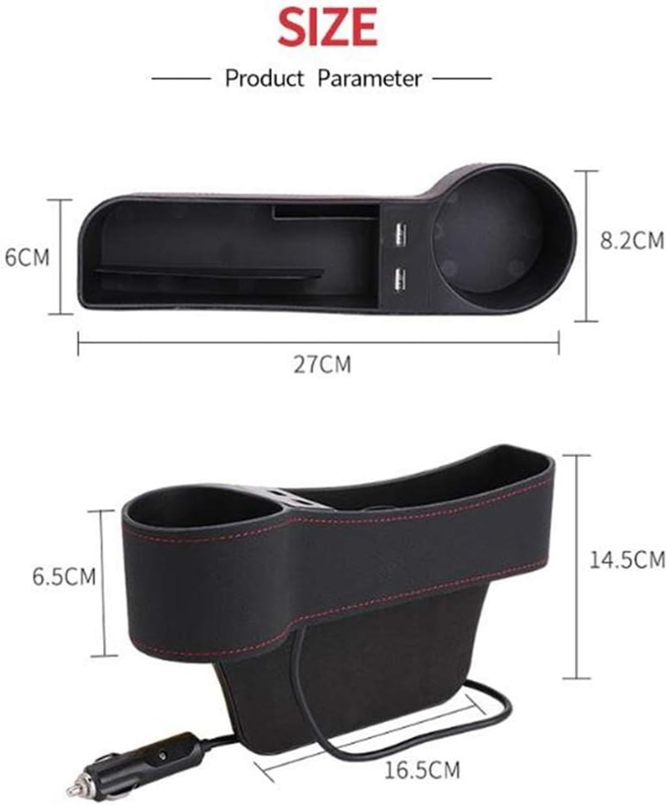 Caja Almacenamiento Asiento Coche, Organizador Cuero PU Asiento Coche, Organizador Relleno Huecos Laterales Asiento Coche, Orden Almacenamiento Bolsillo Hueco AutomáTico(Brown,Co-Pilot)