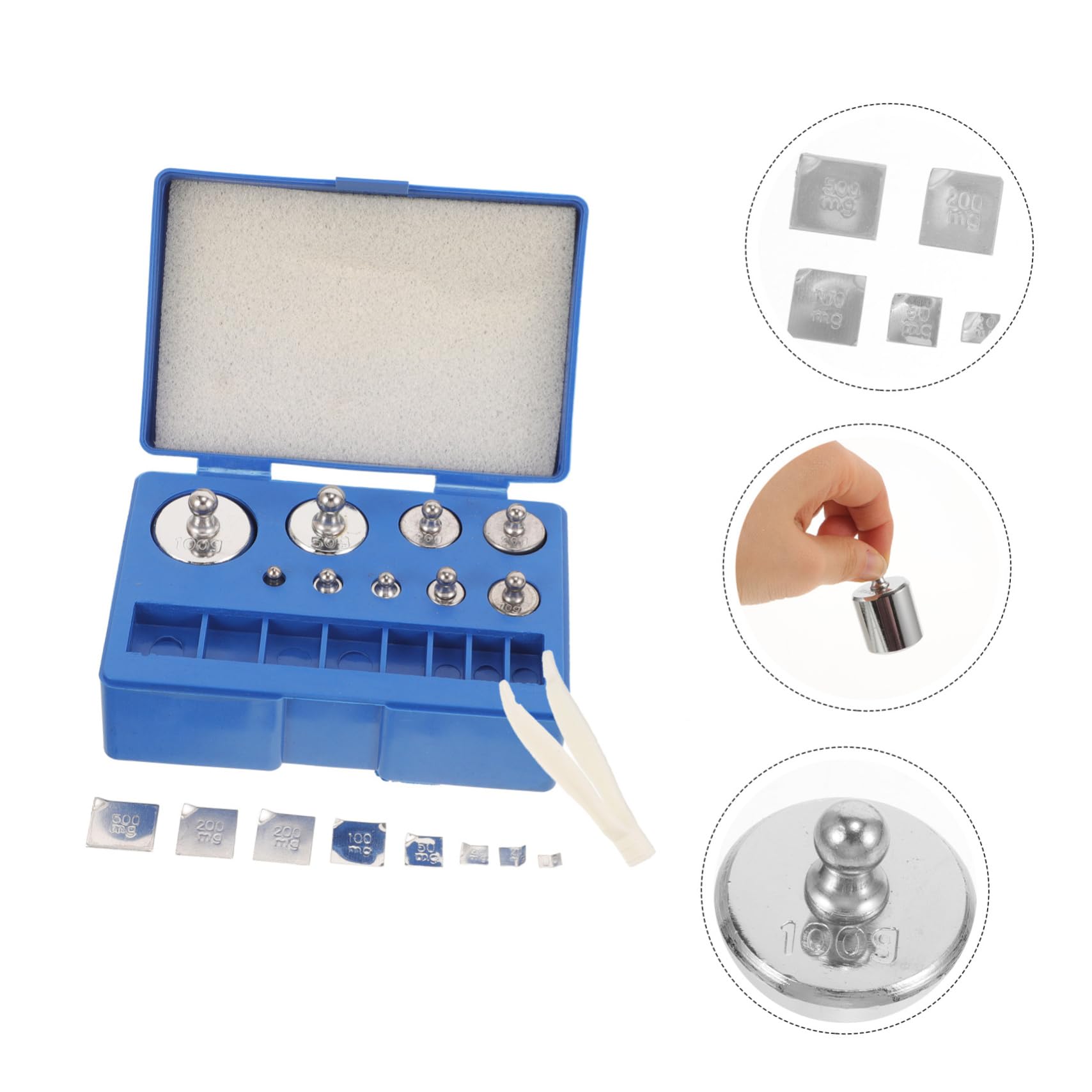 SOLUSTRE 5juegos Pesas De Calibración Inoxidable y Caja De Almacenamiento Pesas De Precisión Para Medición Industrial y