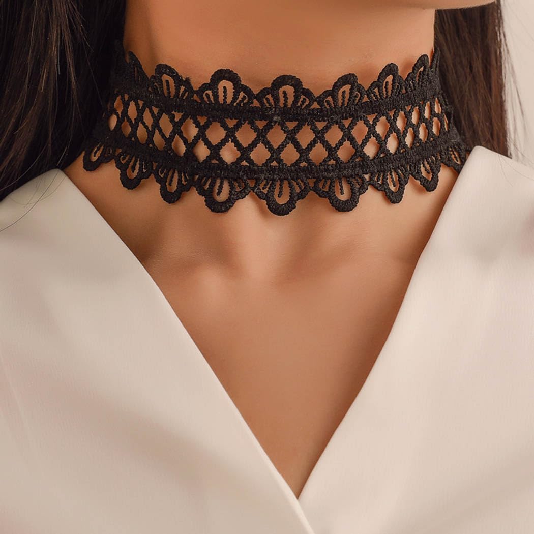 JAKAWIN Black Choker Necklace White Lace Chokers for Women - Image 7