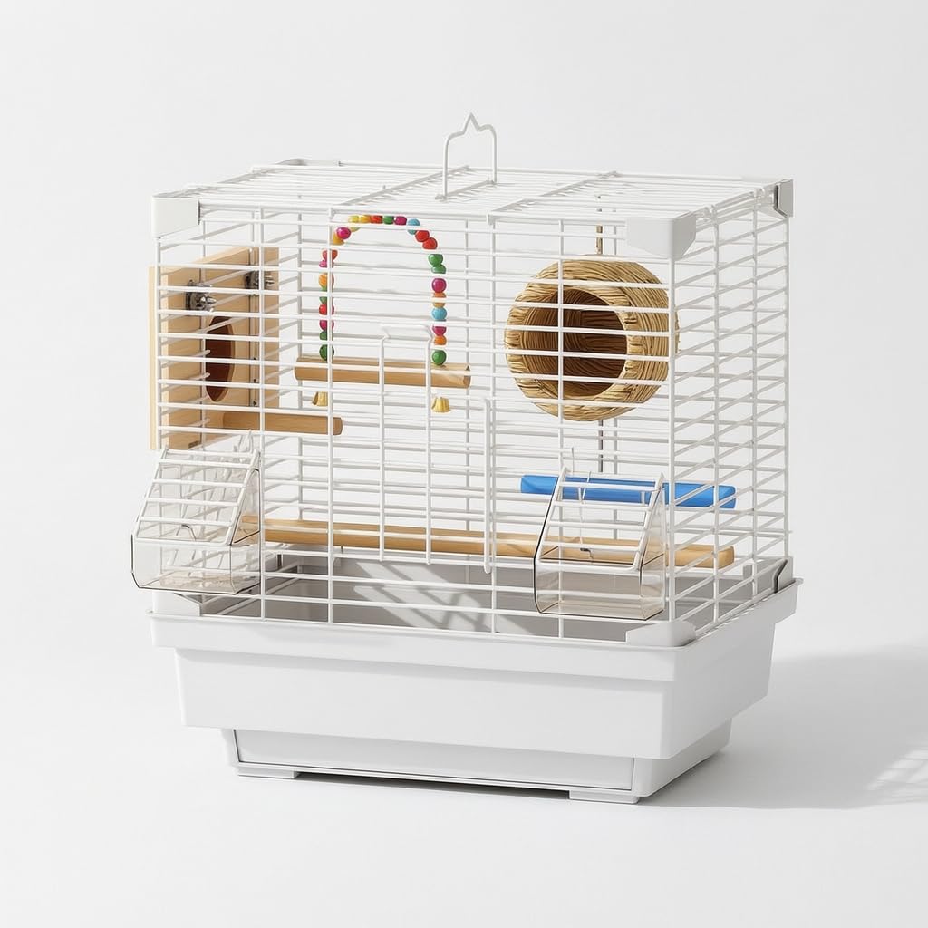 Voliera per Uccelli e Pappagalli, Voliera Panoramica in Metallo con Accessori, gabbia per gatti, Bianco, style to 4, Bianco