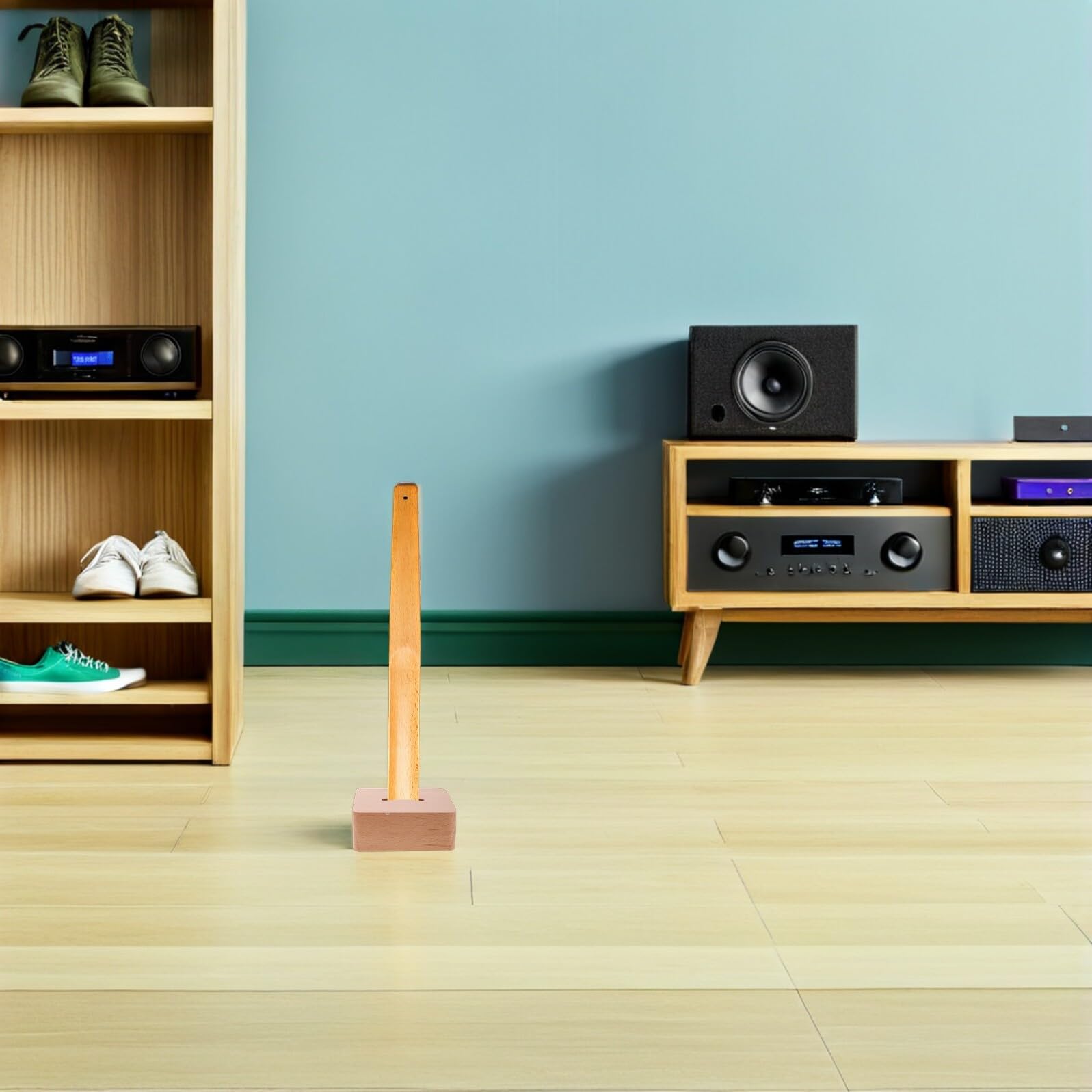 Schuhanzieher Holz Ständer mit Kompaktem Design und Natürlicher Maserung als Schuhanzieherhalter für Eingangsbereich und Kleiderschrank