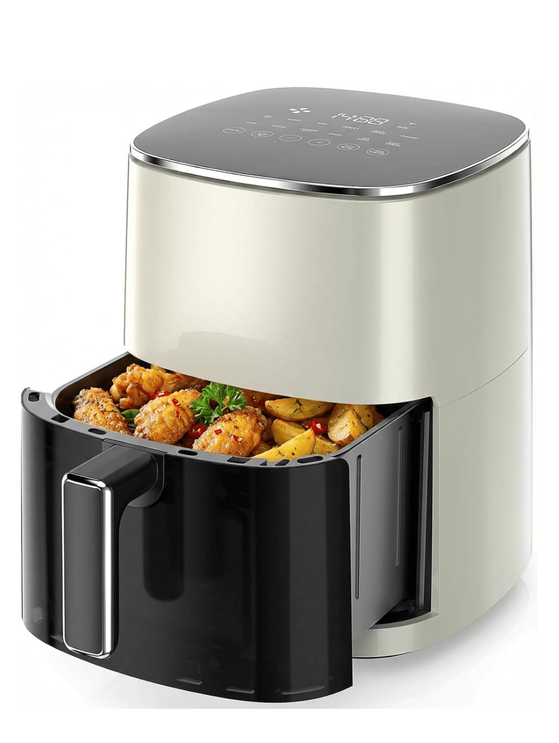 Air Fryer 6QT with Clear Window, 12-in-1 Air Fryer Oven, Square Airfryer, Air Fry, Roast, Reheat, Dehydrate, Bake, Steam, 400°F Rapid Air Crispy Technology, Beige