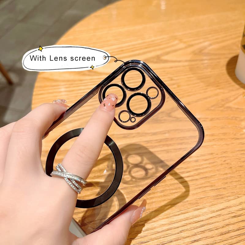 Image of MIDOS Silicone Back Cover Ring Logo Cut Compatible with iPhone 14 Pro Max Lens Protection Chrome Back Case Cover for - iPhone 14 Pro Max (2022) 6.7 [ Black ]