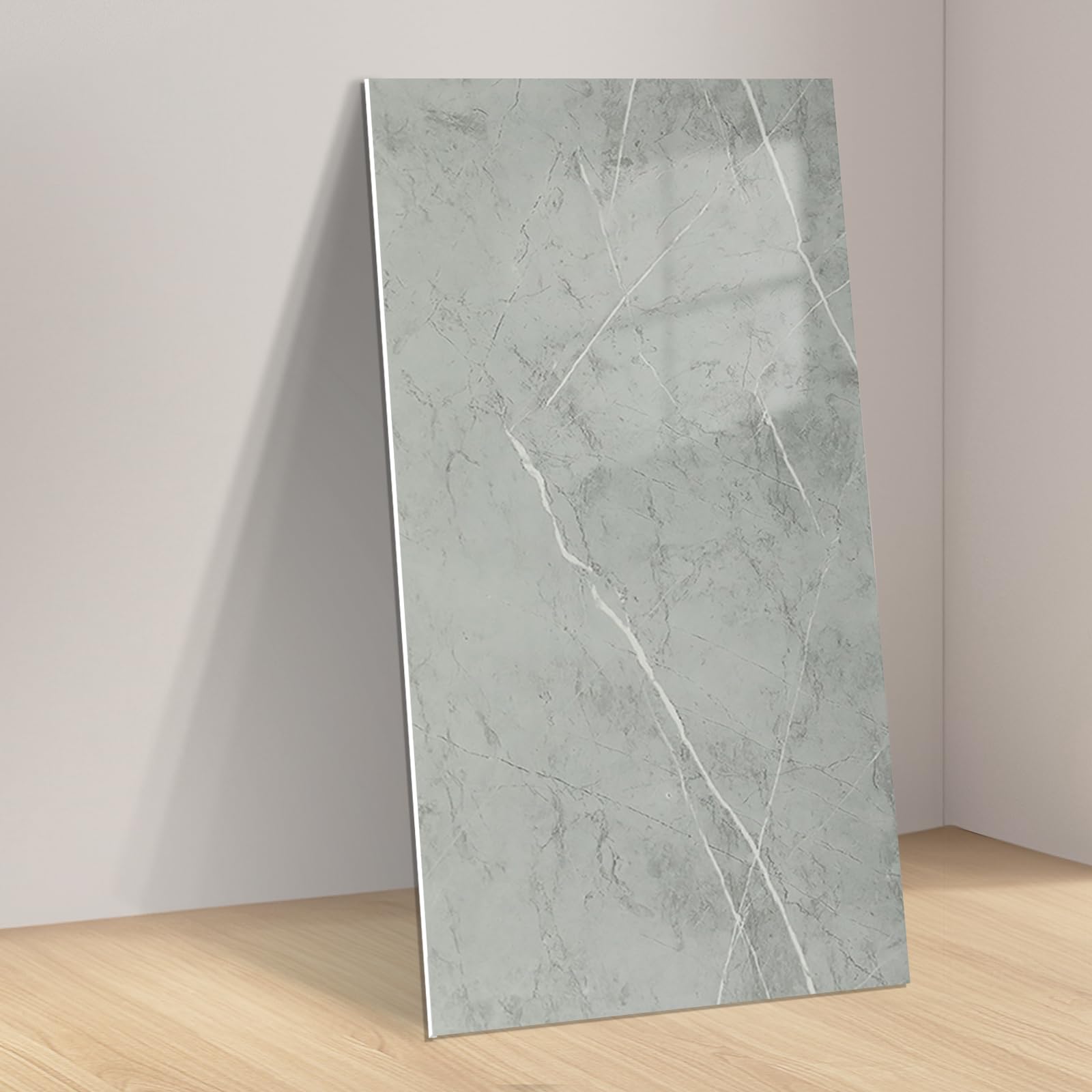 Takezuaa 10pcs Self Adhesive Wall Tiles Marble, 30x60cm Grey Tile Stickers, Peel and Stick on Tiles for Bathroom Kitchen Backsplash Waterproof Removable