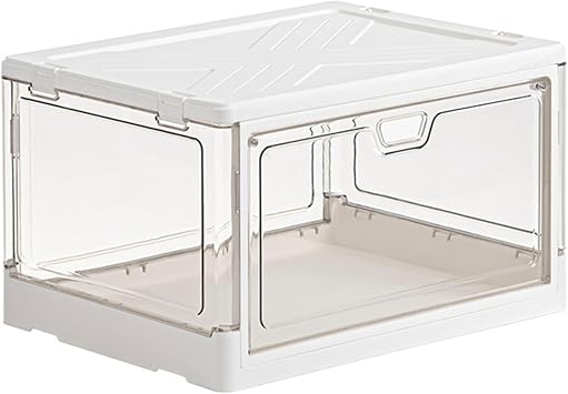 Car Foldable Storage Bins Organizer for Closet Plastic Collapsible Shoe Racks Shelf for Front Door Entrance Stackable Clear Folding Shoes Storage Boxes Groceries Storage Cabinet