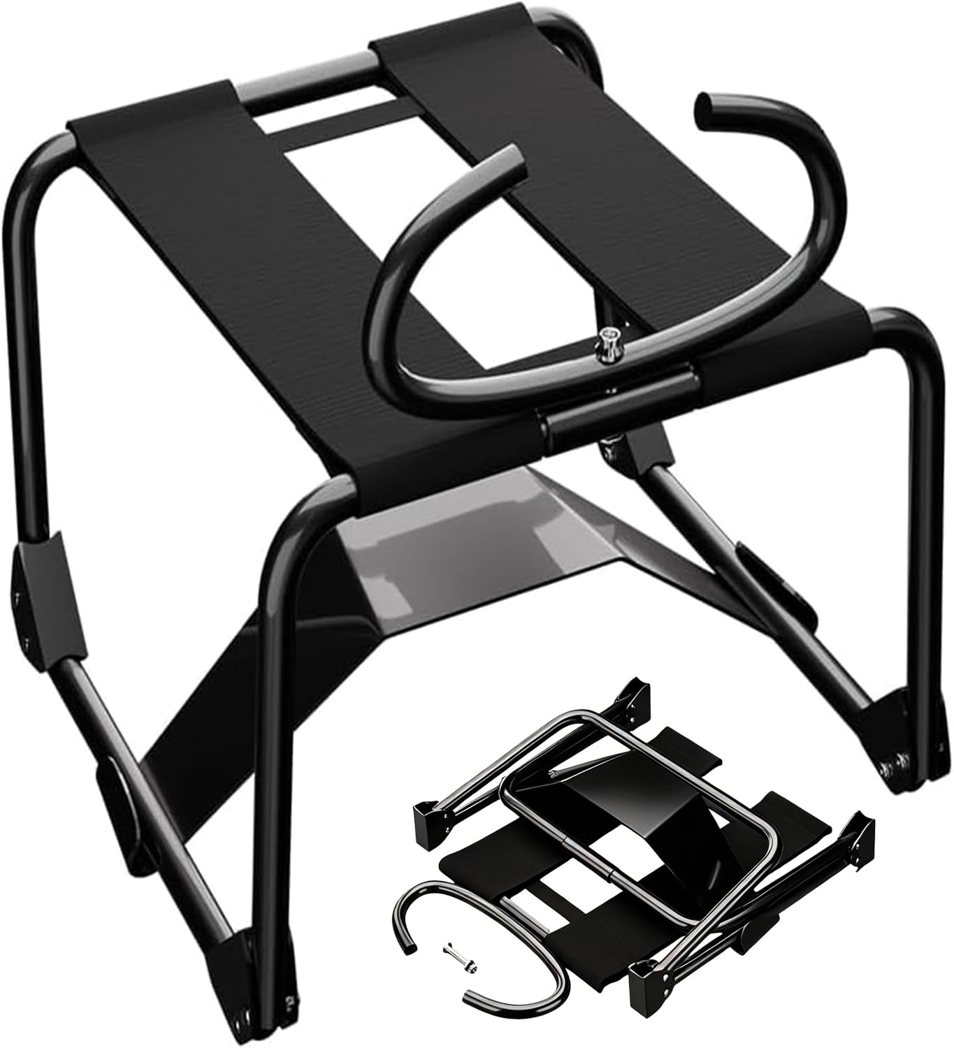 Chaise de Sexe Pliable pour Couples, Fauteuil de Position Élastique avec Poignées, Supporte jusqu'à 300kg, Mobilier Intime sans Effort avec Support d'accessoires, Portable et Robuste pour Adultes BDSM