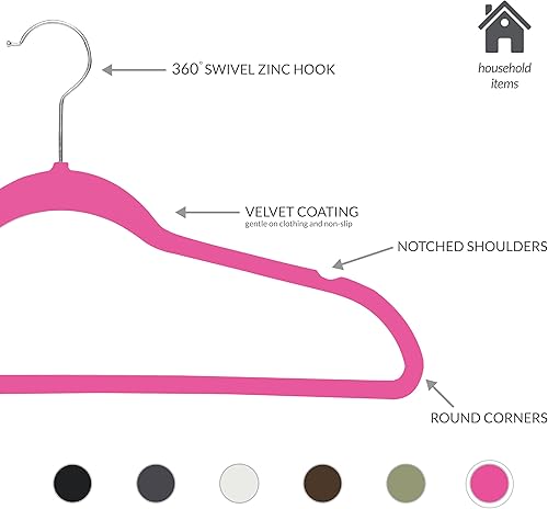 Miniatura 2 de Simplify Perchas delgadas de terciopelo Paquete de 100 Antideslizante Camisas Traje Pantalones Vestidos Prendas Almacenamiento y