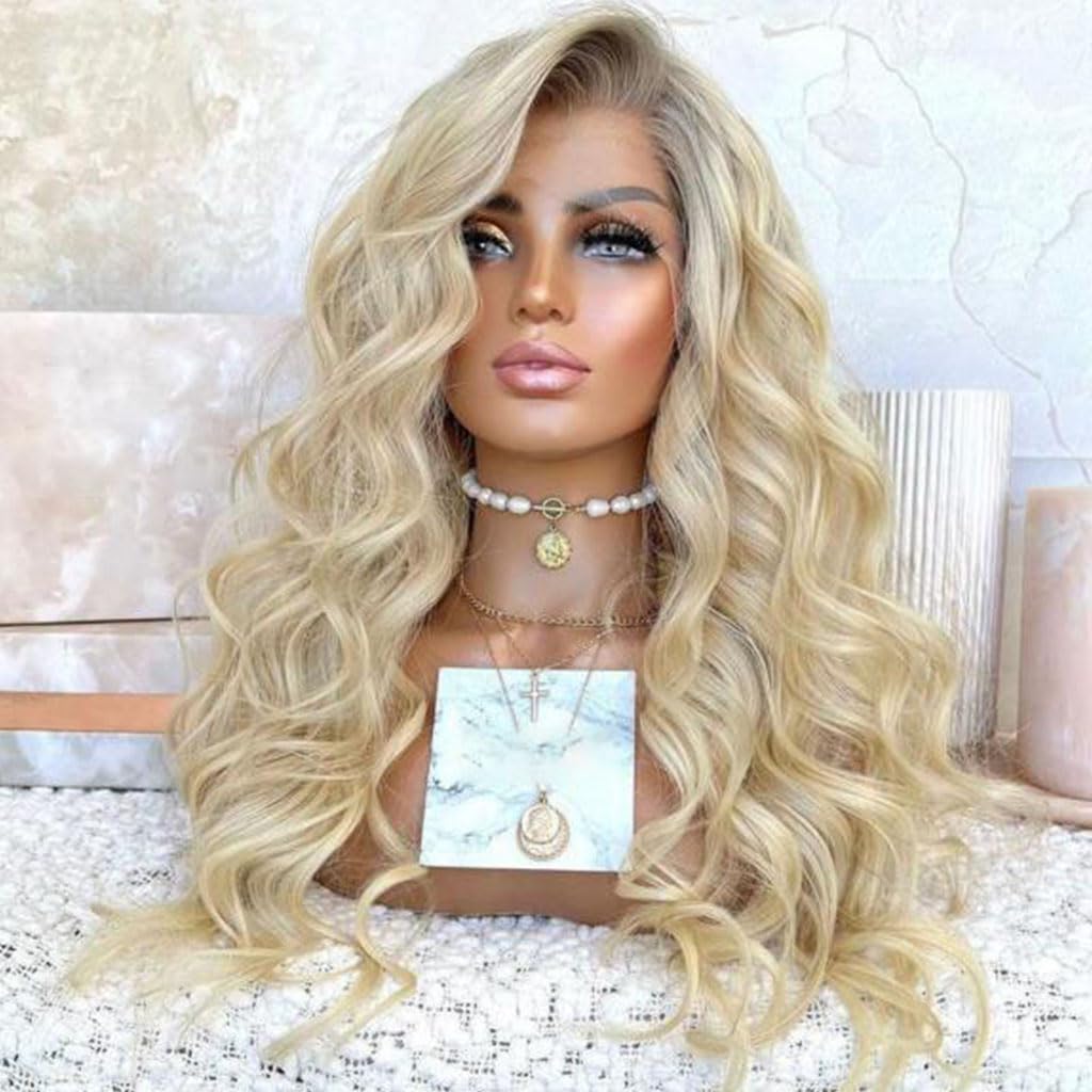 Platinum Blonde Wave Lace Front Wig W baby Hair Platinum Blonde Body Wave 100% Human Hair Lace Front Wig Pre  main image 2