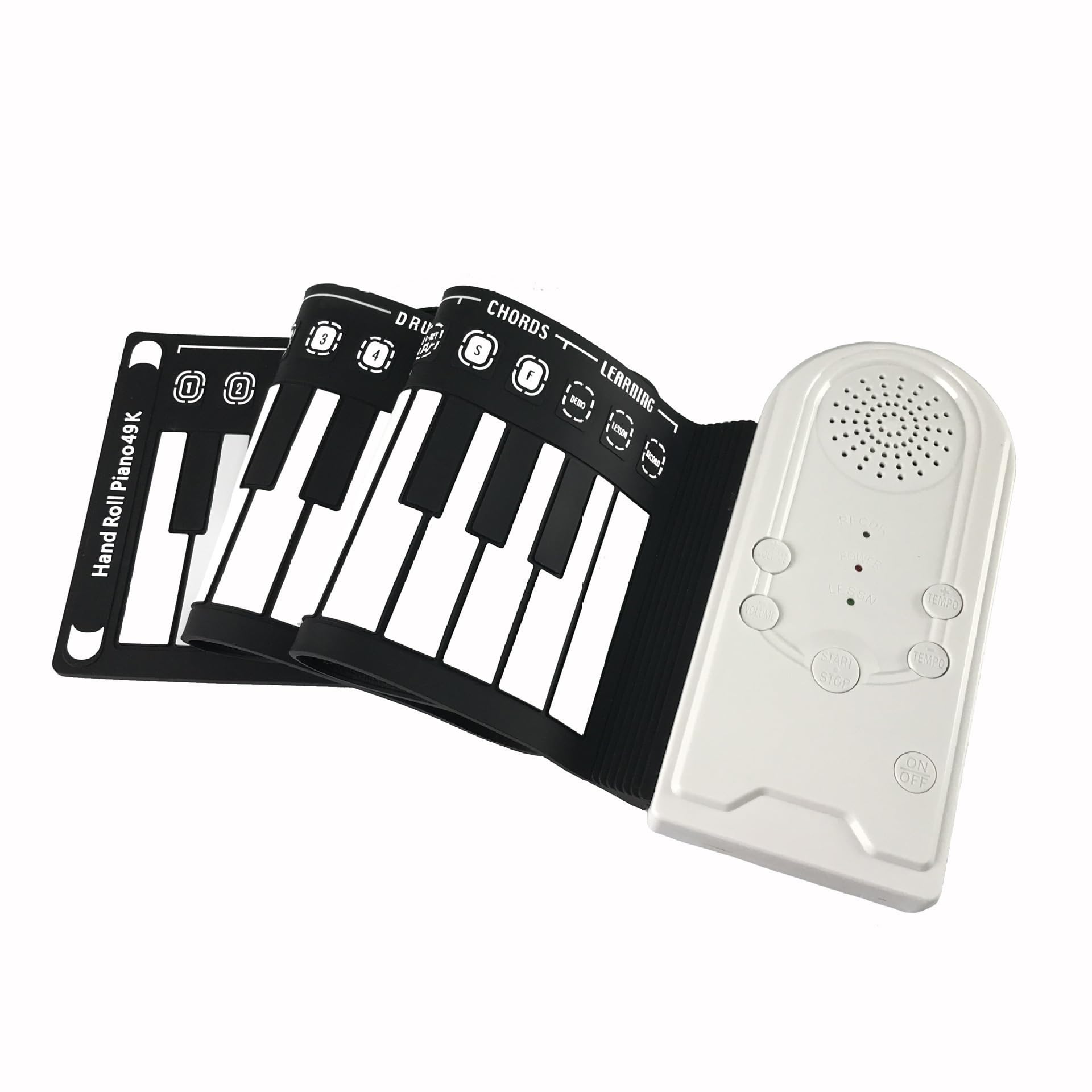 Miłośnik Muzyki 49 Klawiszowy Przenośny Składany Elektroniczny Instrument Fortepianowy Łatwy Do Grania(White)