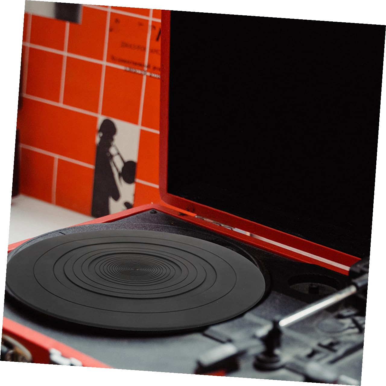 GALPADA 2 Pezzi Tappetino per Giradischi in Silicone Antistatico Nero, Mantiene Pulito e Stabile Piatto, Protezione Delicata per Dischi in Vinile, Accessorio Essenziale per Dj