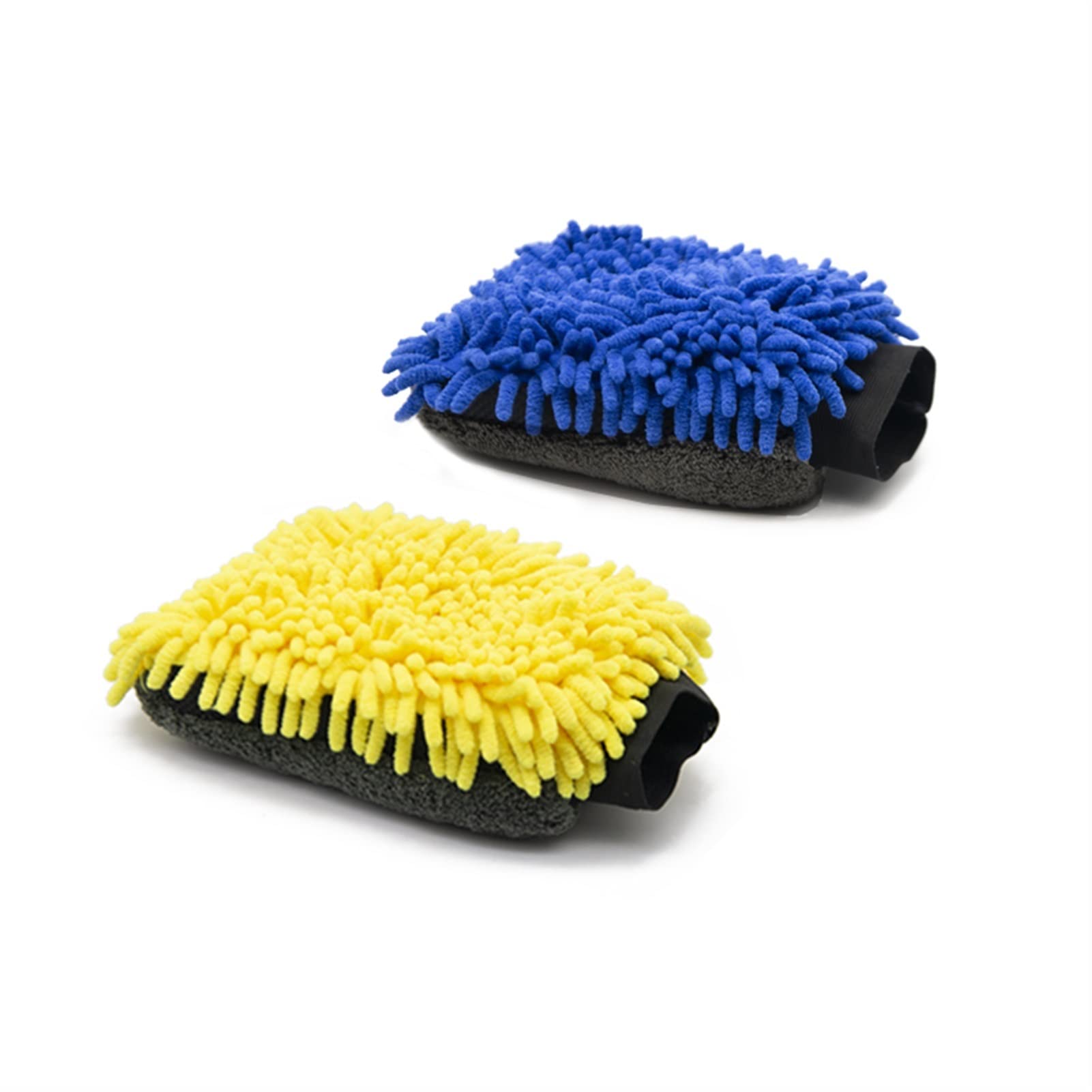 TRUSTTWO Guantes de Lavado a Prueba de Agua a Prueba de Agua Microfibra Chenilla Grueso Coche Limpieza Mitt Wax Detalle Pincel Auto Cuidado Auto Guante de Doble Cara The Yellow and Blue
