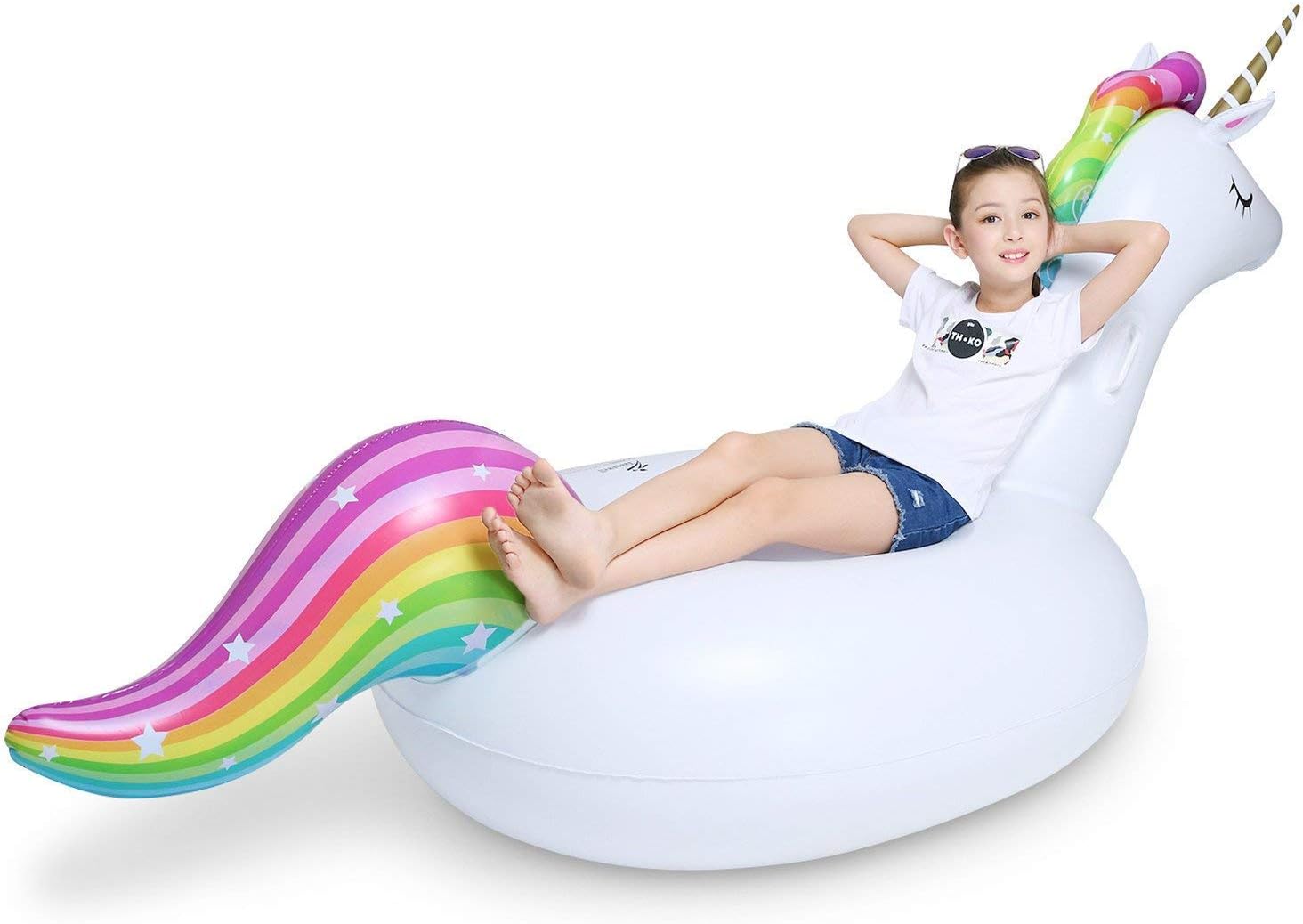Jasonwell Big Inflatable Unicorn Pool Float and Jasonwell Beer Pong Pool Float