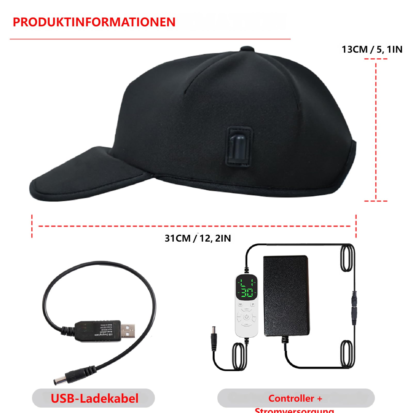 Rotlicht- Cap, Rotes Licht mit 180 LEDs, 660 nm & 850 nm Infrarotlicht, verstellbare Größe für Männer und Frauen