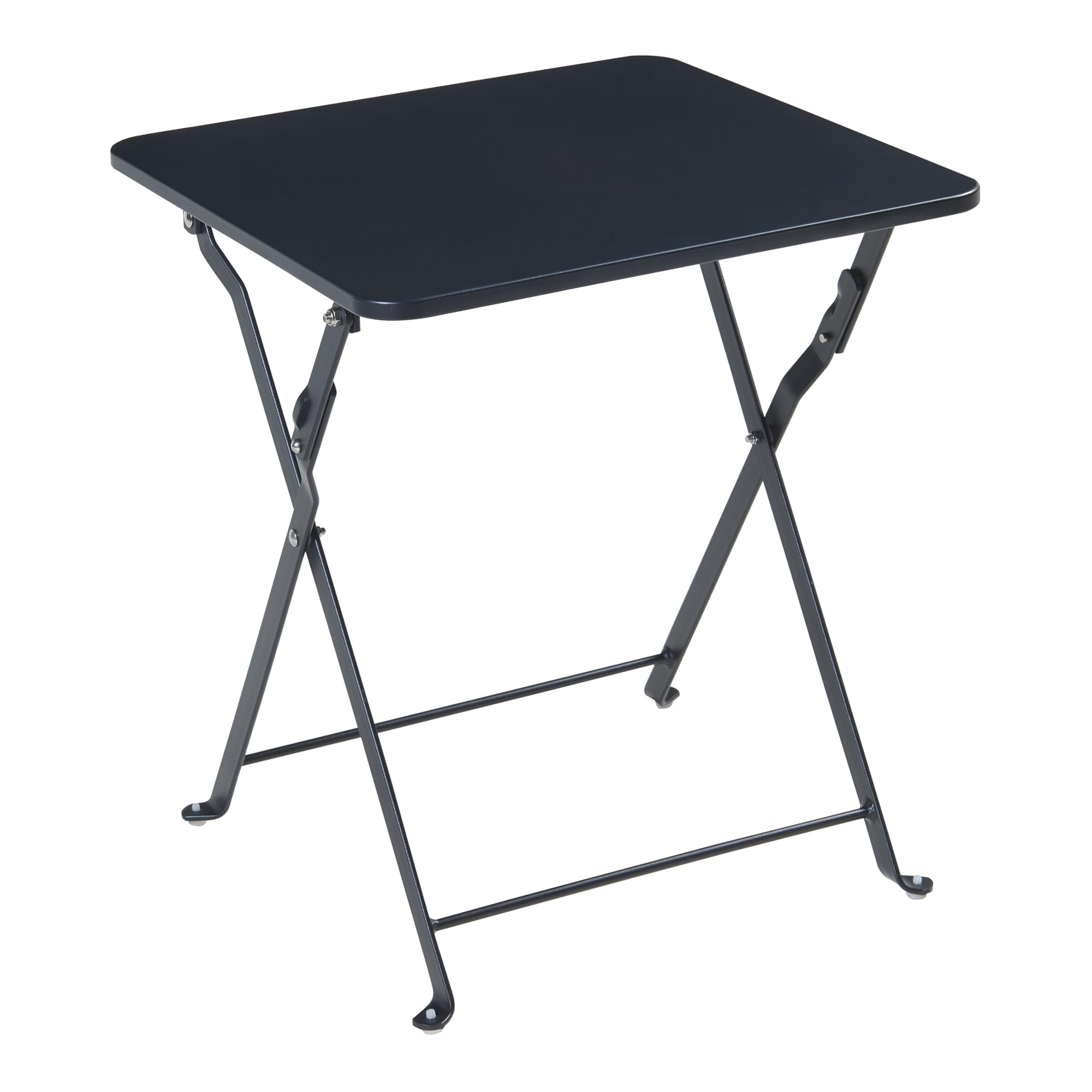 [en.casa] Tavolino Pieghevole da Giardino con Piano Quadrato Tavolo Richiudibile da Campeggio da Esterno Interno 45 x 40 x 40 cm in Acciaio - Nero