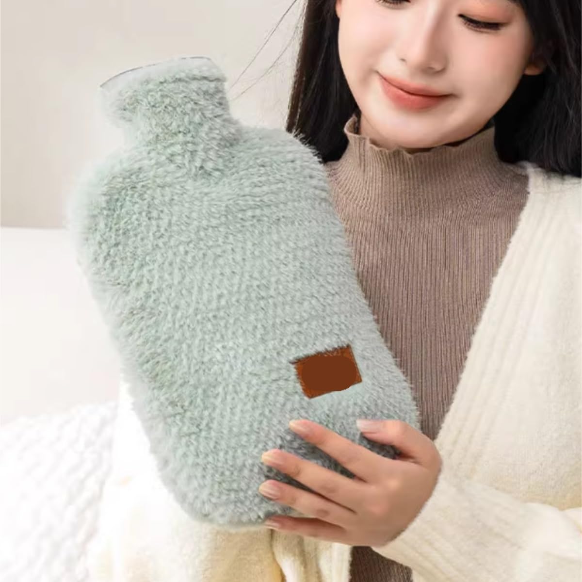 Bolsa Agua Caliente Calentador Caliente De La Mano Felpa del Vientre Compresa Cintura Gruesa Llena Agua Botella Térmica(Pink)