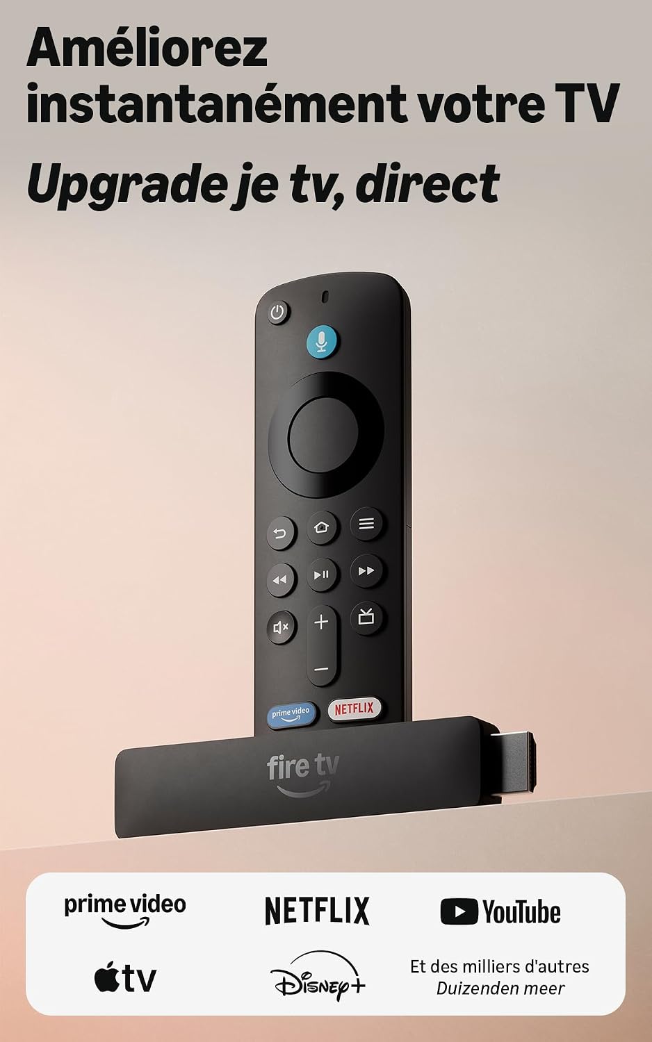 Amazon Fire TV Stick HD (nouvelle génération) : TV gratuite et en direct, télécommande voc