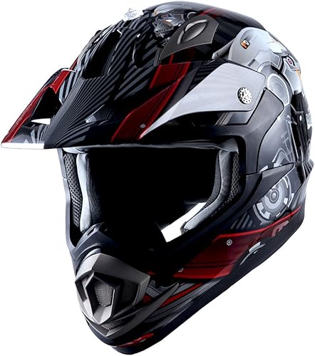 Miniatura 7 de 1Storm Casco de motocross para adultos, todoterreno, MX, BMX, ATV, motocross, mecánico, HGXP14B, fibra de carbono, negro, HGXP14B