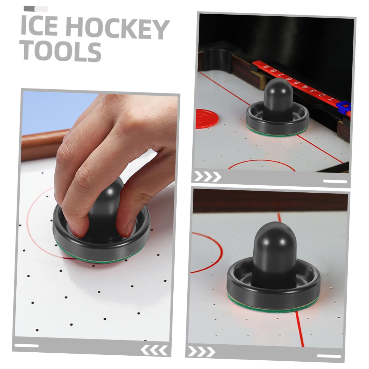 BESTonZON 10ensembles Patins De Remplacement Et Pucks De Hockey sur Glace Accessoires pour Tables De Jeu Ensemble De Poussoirs Bleus Rondelles Rouges Compatible avec Air Hockey