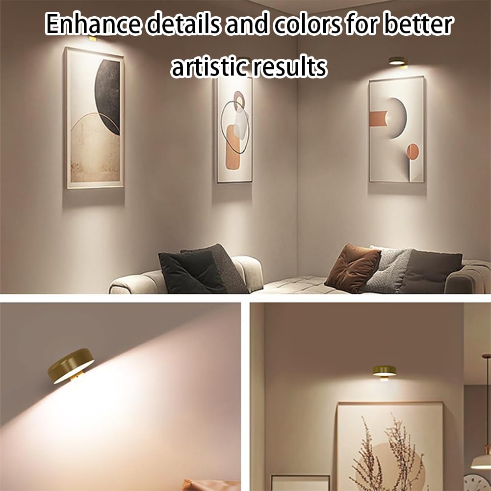 Luci Magnetiche per Quadri, Mini Luci per Quadri Senza Fili, Batteria Luce Muro per Esposizione Pittura Vetrina, con 3 Temperature di Colore e Telecomando (Bianco, 6PC, 3 Color)
