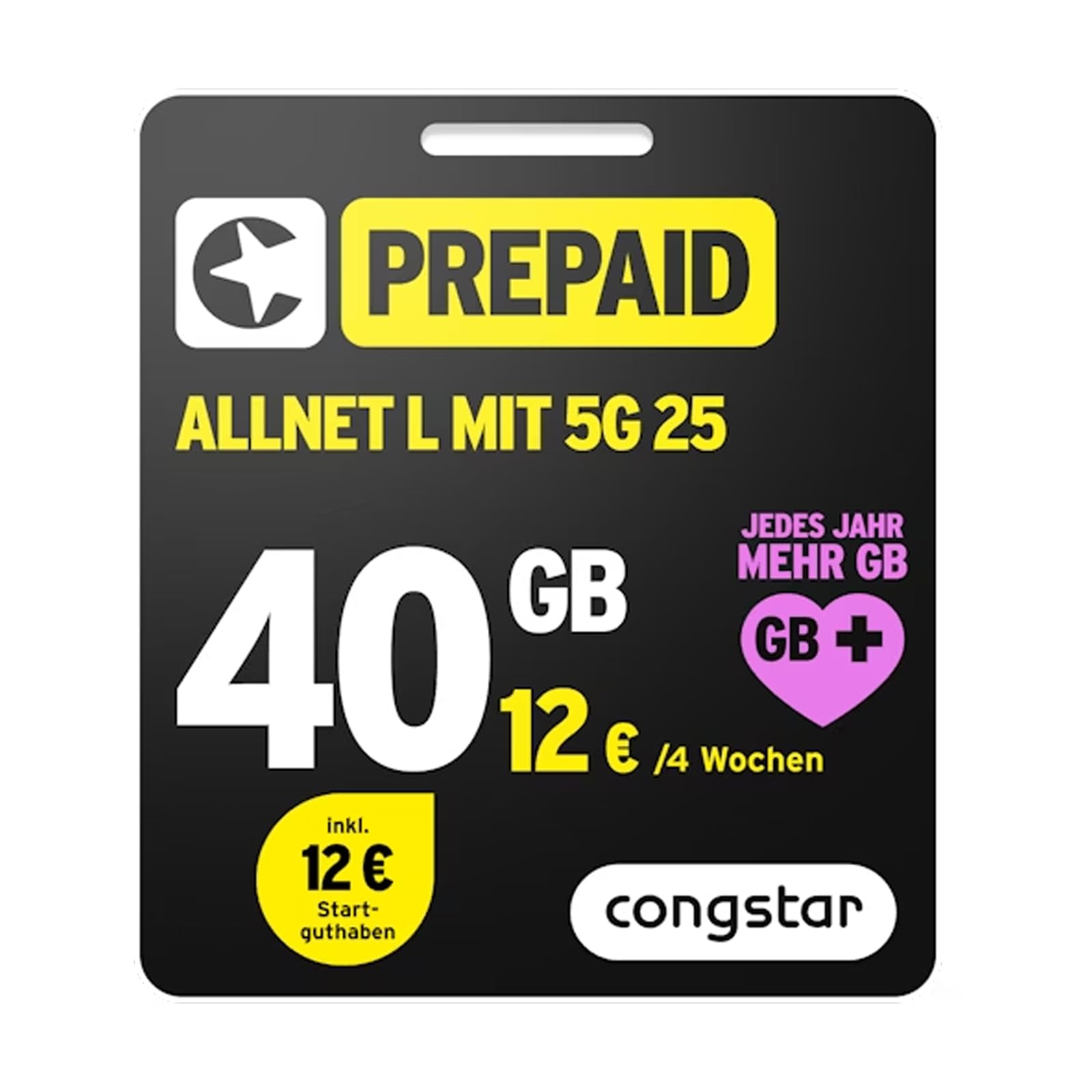 congstar Prepaid Bundle Prepaid L mit Samsung Galaxy A16 128GB, schwarz