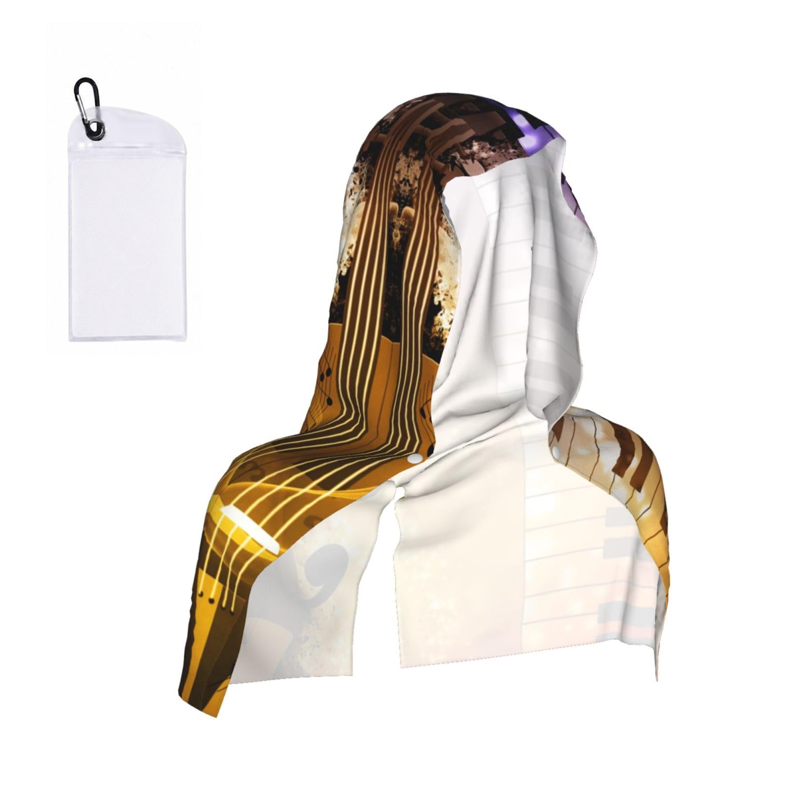 Esnaiuvcd Black Piano Violin Music Notes Print Multifunctional Cooling Hoodie Bandana Portable Sweat Absorbing Design For Beach Workouts Exercise Heat Relief Accessories