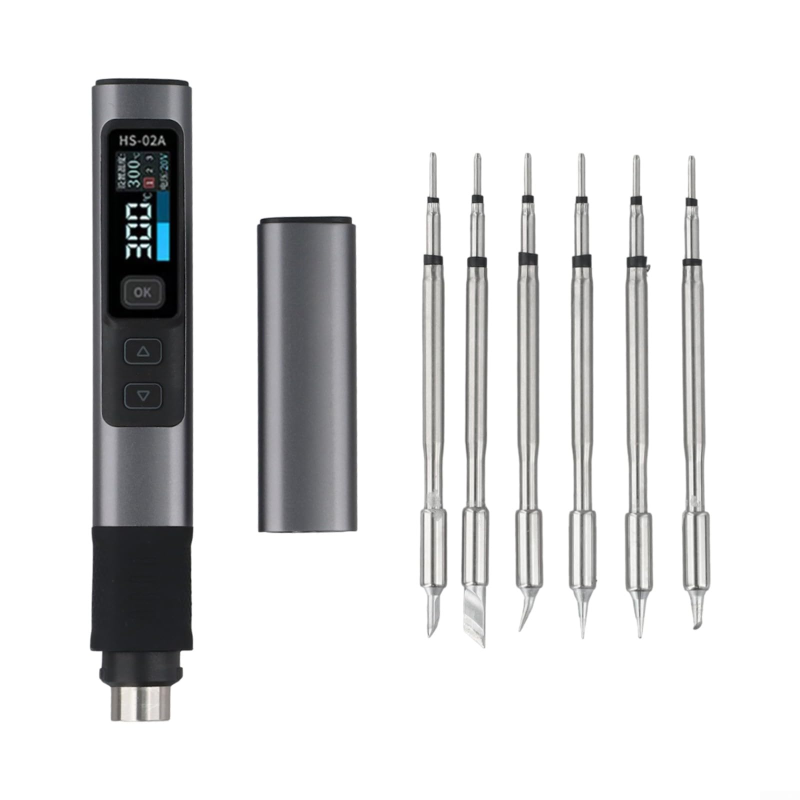 HpLive HS02A Soldador Eléctrico Inteligente con Calor Interno PD 100W Kit de Temperatura Constante con 6 Puntas de Soldadura, Soporte, Cable USB y Bolsa