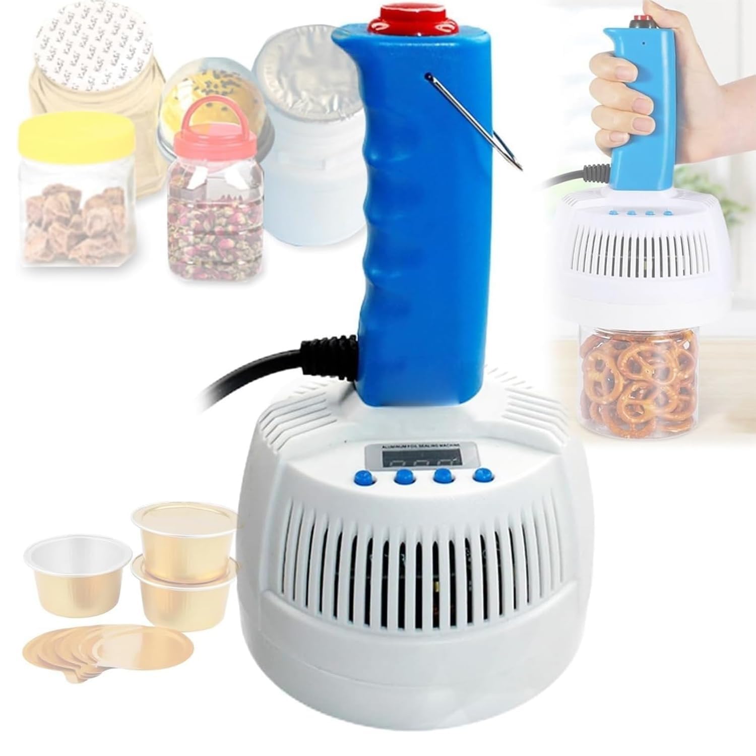 Handheld Induction Bottle Sealer with LED Display - Adjustable Power & Time for 20-100mm Plastic/Glass Bottles, Memory Function, Portable Foil Capper