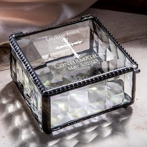 Confirmation Gift For Girls Personalized Stained Glass Engraved Religious Christian Cross Jewelry Rosary J Devlin Box 333 Eb221 (Clear Cube) #TOP1