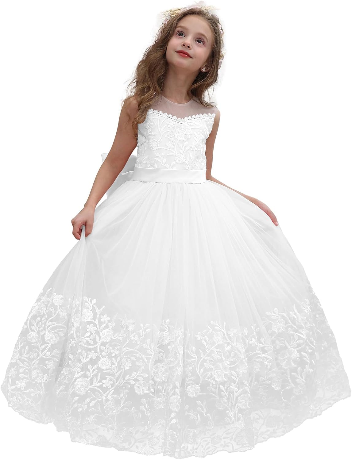 ABAO SISTER Flower Girl Dress Lace Embroidery Princess Pageant Ball Gown Kids First Communion Dresses - Image 4