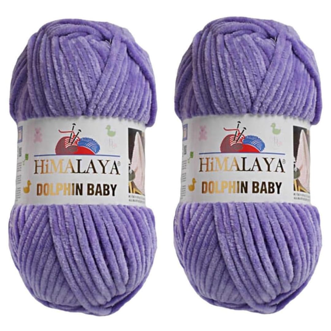 Himalaya Dolphin Baby Yarn 2 X 100g Skeins Super Bulky Yarn for Knitting/Crochet Ideal for Cardigans Shawls Blankets Hats and Home Textiles (2, 80364 Light Purple)