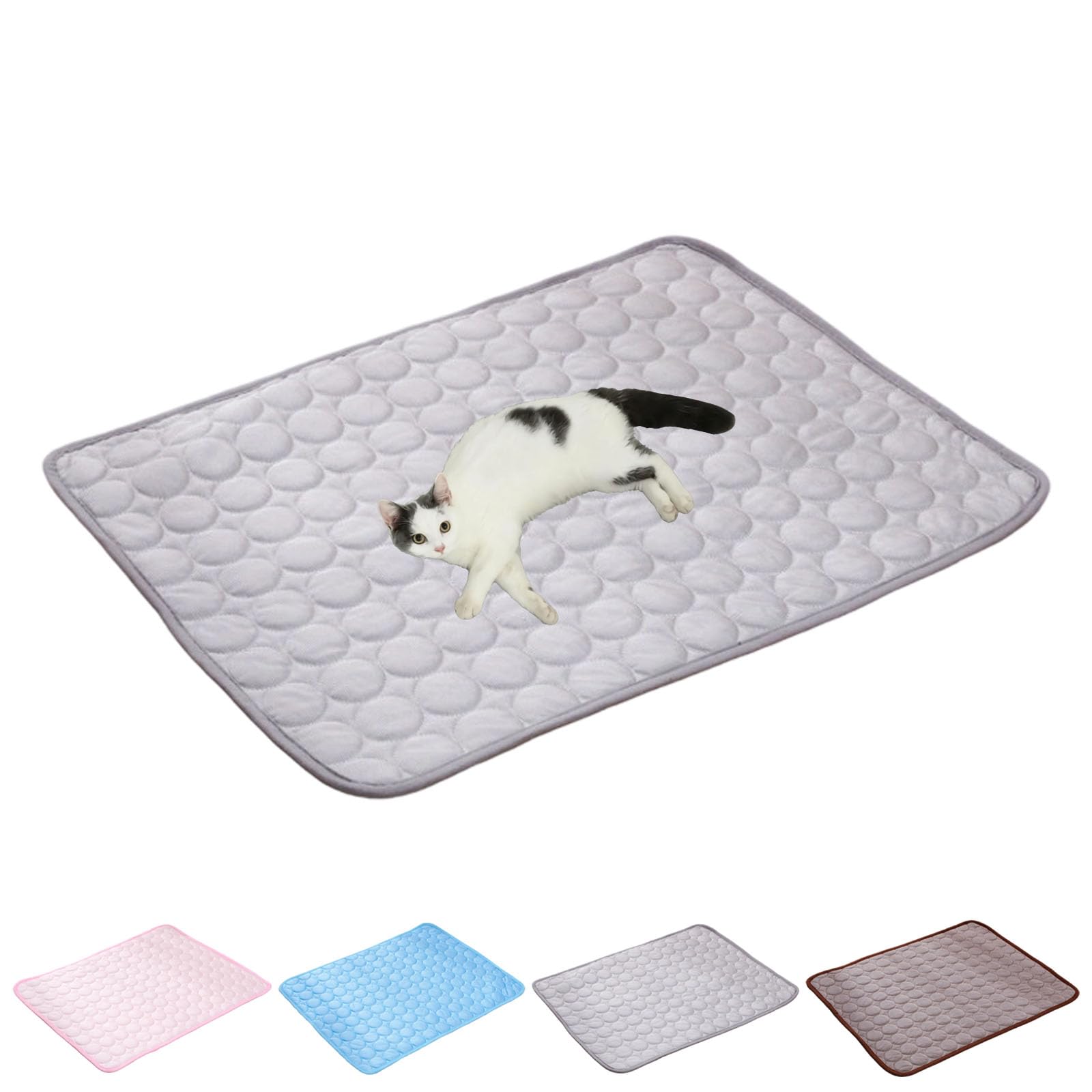 Cat Cooling Mat Outdoor, Cooling Mat for Cats & Dog, Ice Silk Breathable Foldable Soft Cool Pad Helps Provide a Comfortable Resting for Dogs and Cats During Warmer Weather (Gray - 27.56x21.65 in)