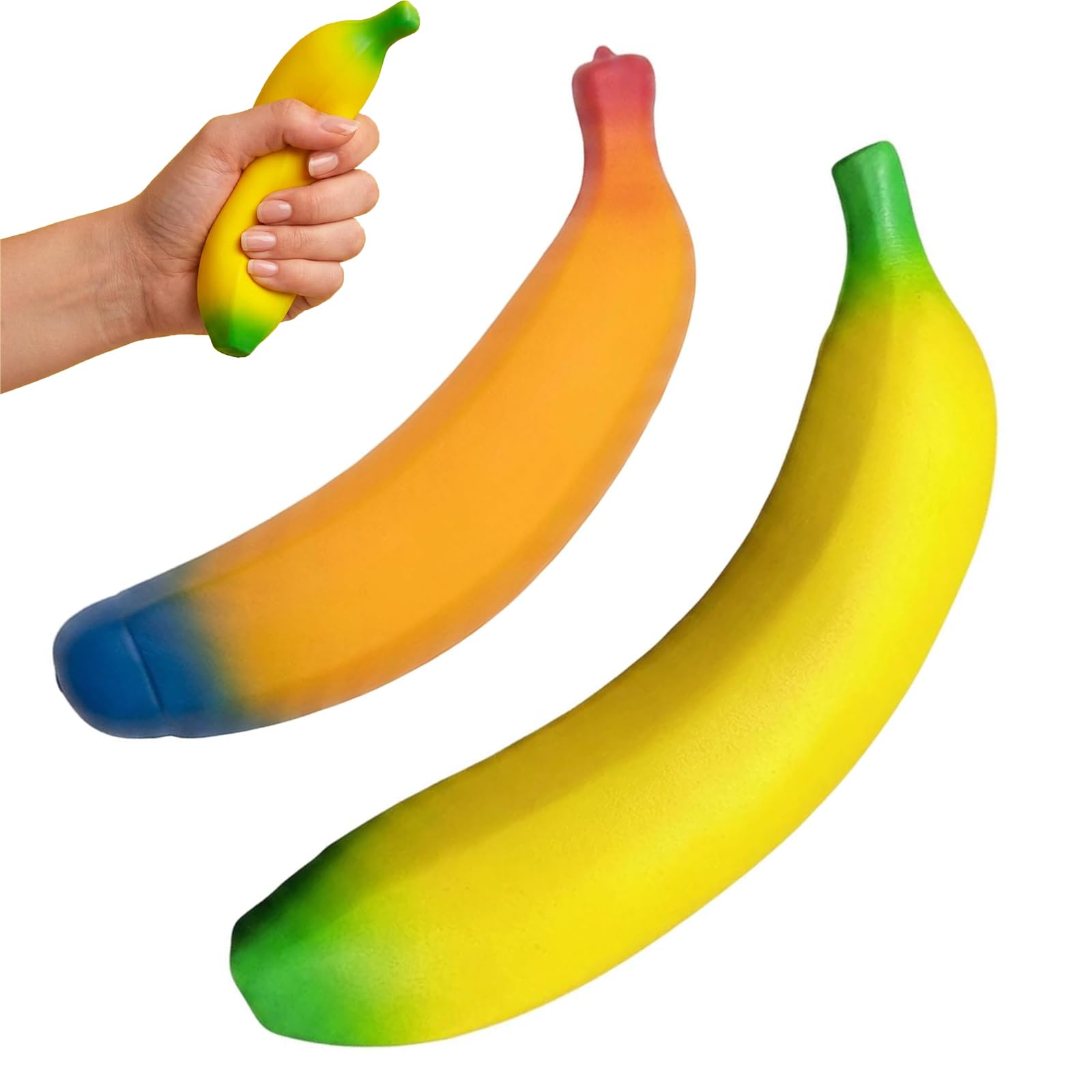 2 PCS Banana Squishy, Giant Banana Squishy, Squishy Banana for Office Desk and Home Decor, Squishy Banana Design Promotes Relaxation Through Repetitive Motion