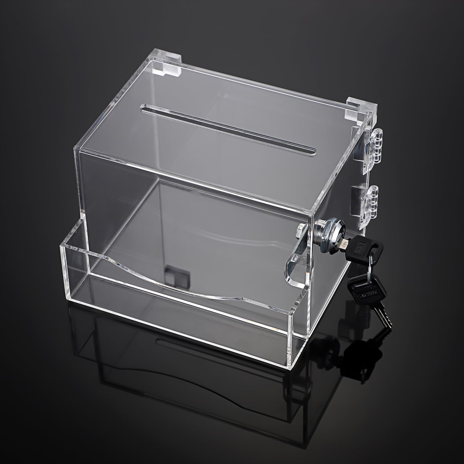 Caja de Sugerencias-Transparente de Acrílico de 6 caras Caja de Donación Urnas Votaciones de Plástico de 4x6 Pulgadas con Cerradura y Llave para Tarjetas de Presentación Boletos de Rifa