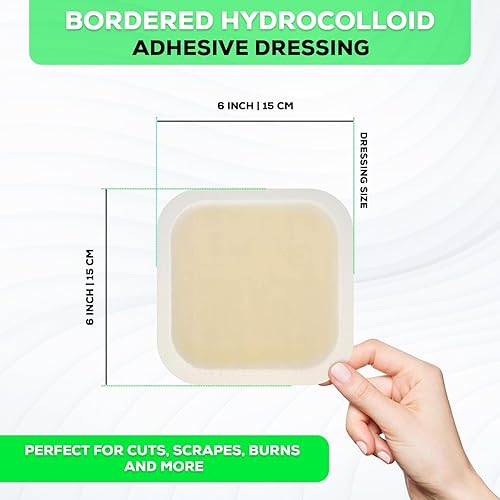 Miniatura 2 de MedVance Hidrocoloide – Apósito adhesivo hidrocoloide con bordes, caja de 5 apósitos de 6"x6"