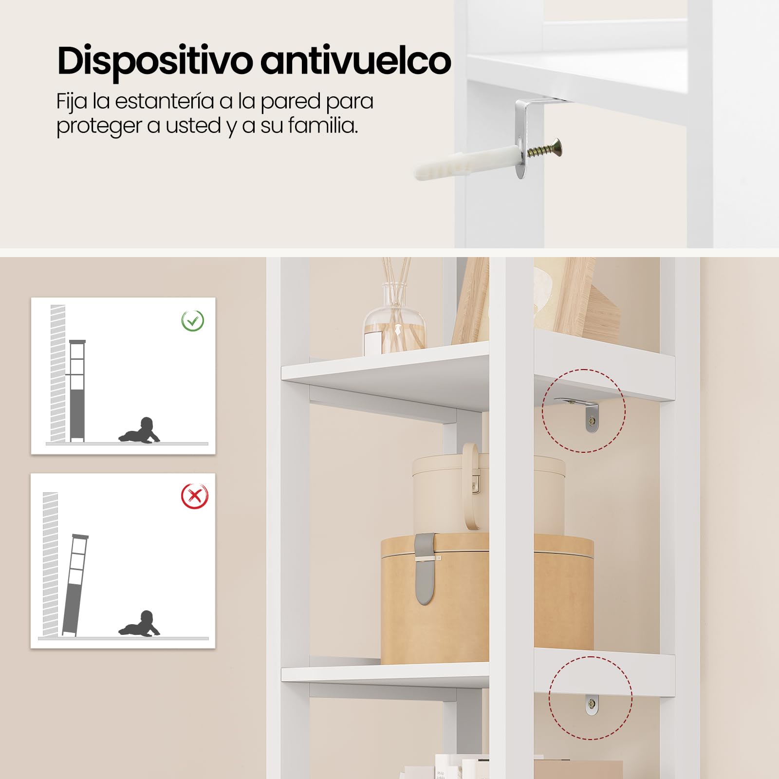 EUGAD Mueble de Baño, Armario Columna con Estantes Abiertos, Estanteria de Almacenaje, 30x30x163 cm, Mueble Auxiliar Estrecho para Baño, Sala de Estar, Estudio y Oficina, Blanco, 002WDG